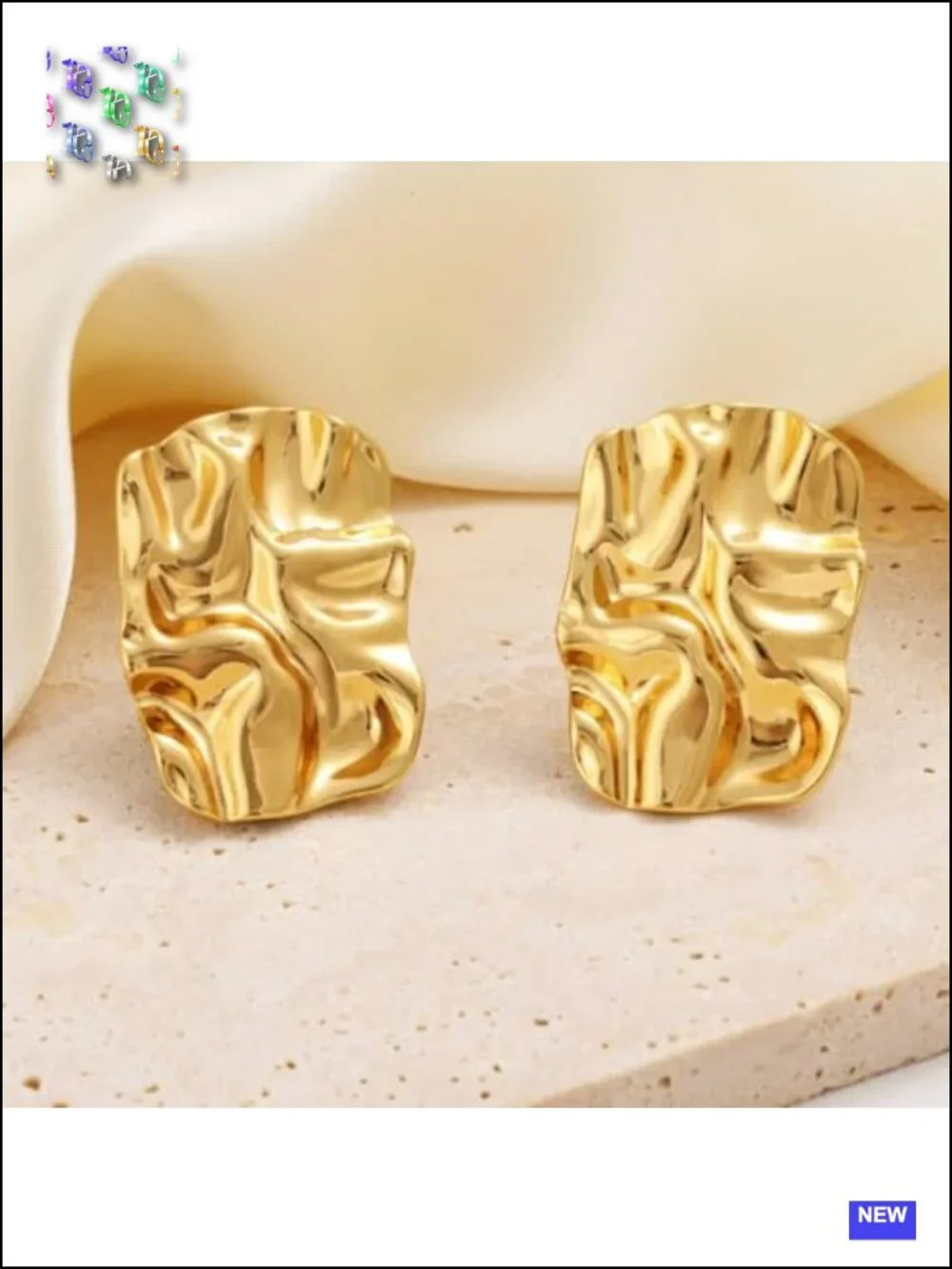 Hammered Geometric Rectangle Stud Earrings for Women - Trendy Statement Jewelry